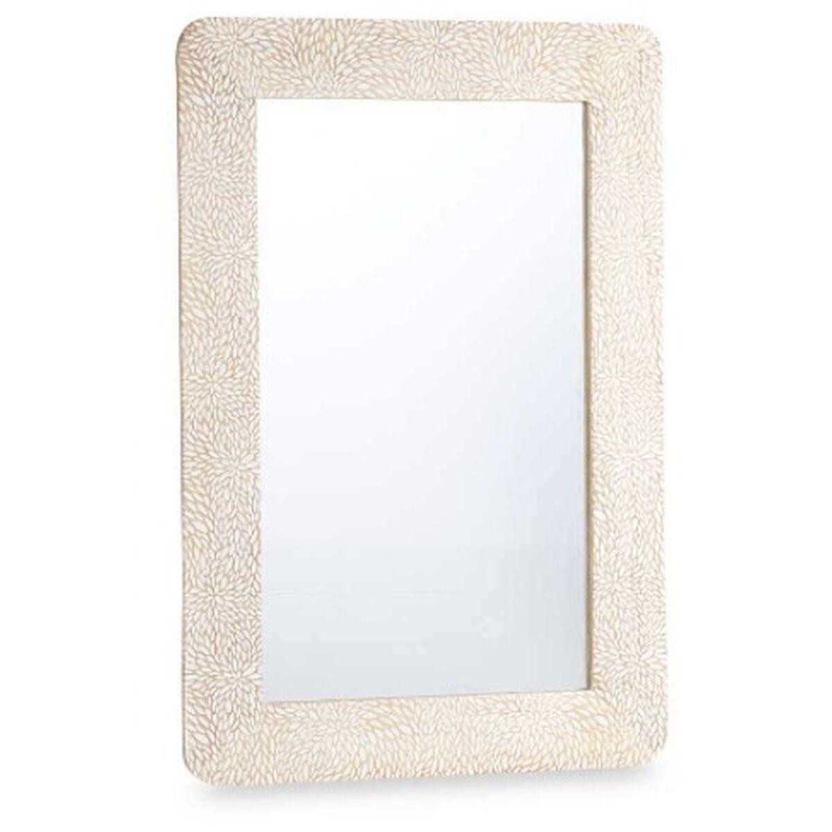 Espejo de pared 36 Blanco Marrón Hojas 90 x 60 x 2 cm Rectangular