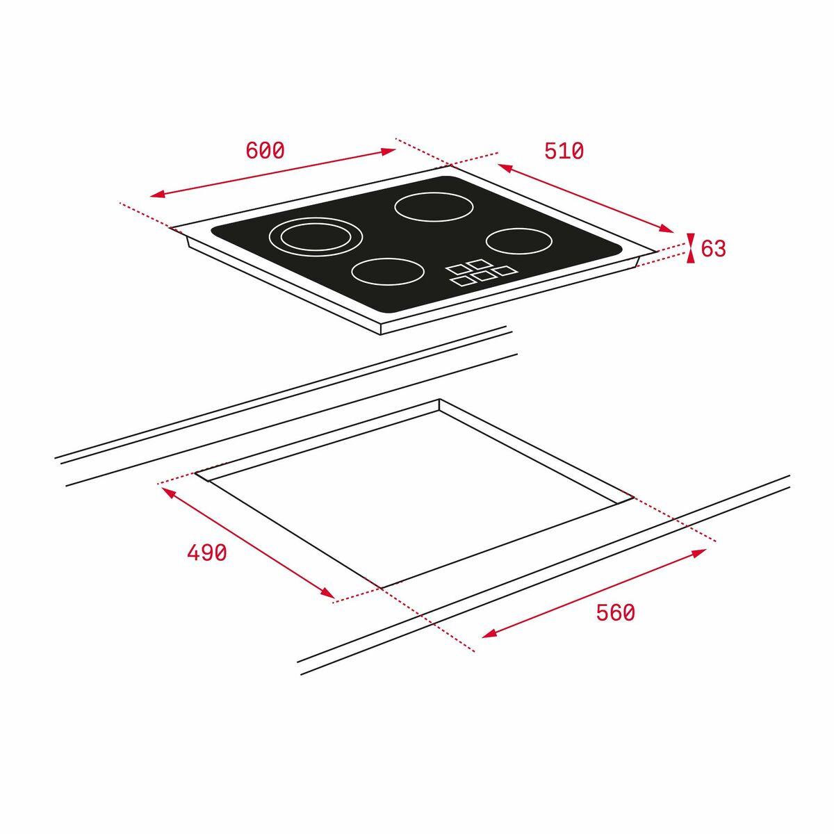 Placa Vitrocerámica Teka 60 cm 6300 W