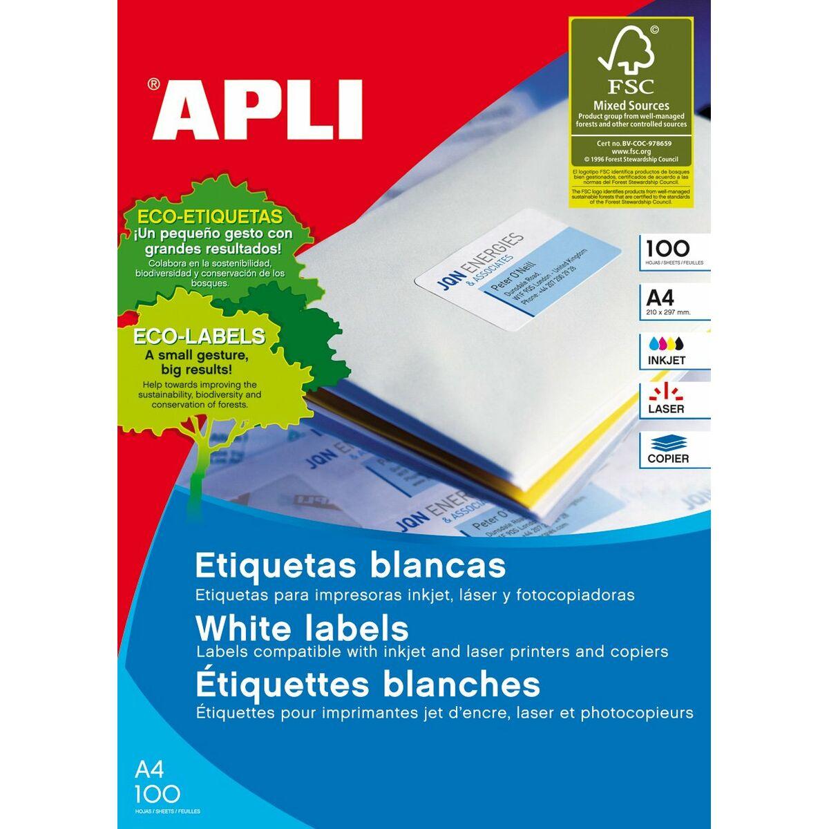 Etiquetas adhesivas Apli 1285 100 Hojas 48,5 x 25,4 mm Blanco