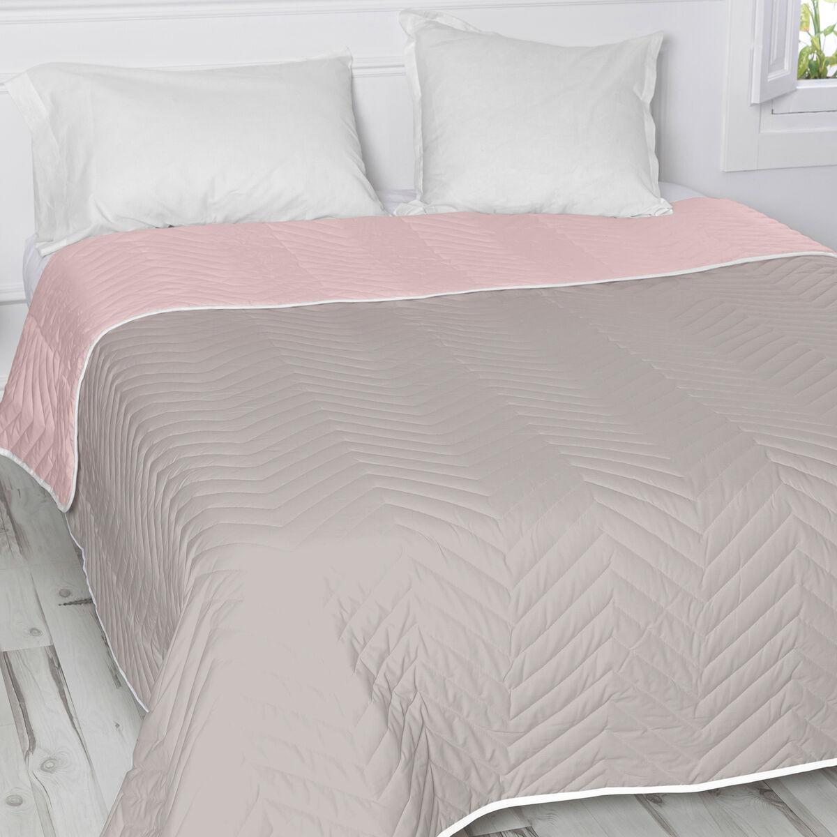 Colcha Reversible HappyFriday Basic Arista Gris Rosa claro 240 x 260 cm