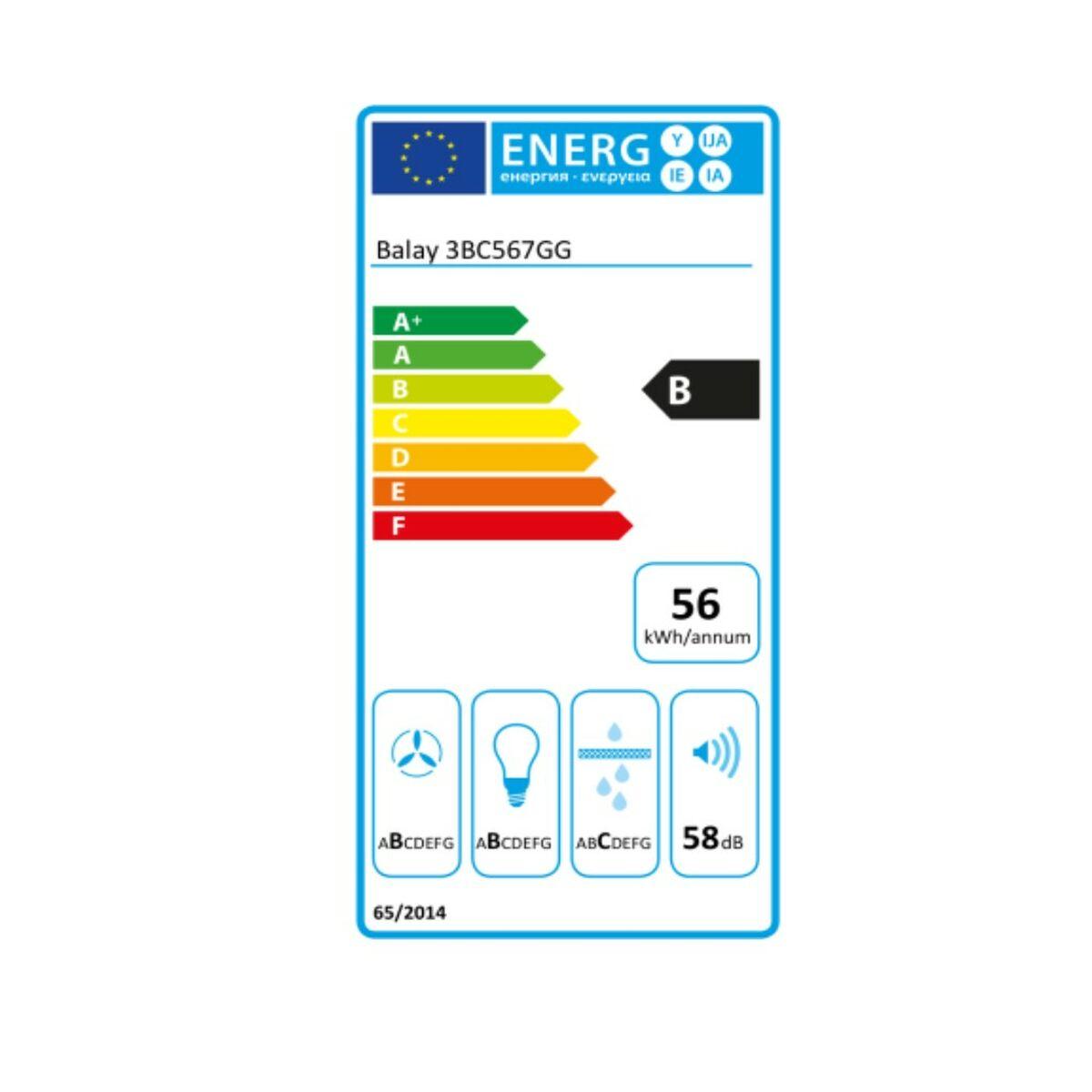 Campana Convencional Balay 3BC567GG 60 cm 660 m3/h 57 dB