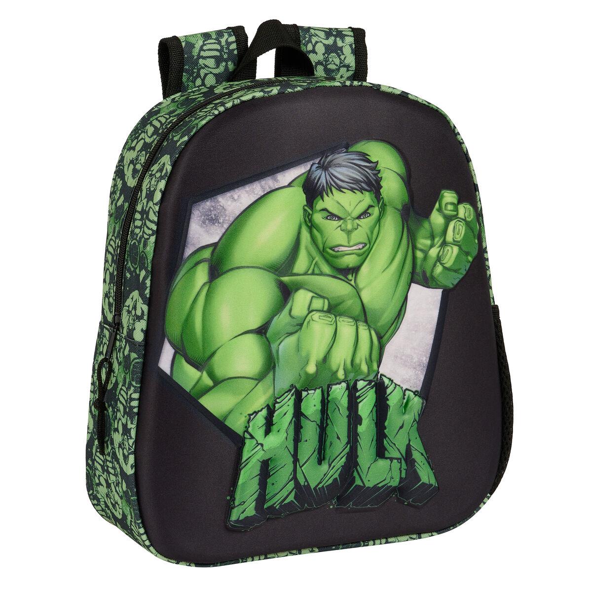 Hulk Mochila Infantil 3D Hulk Negro Verde 27 x 33 x 10 cm