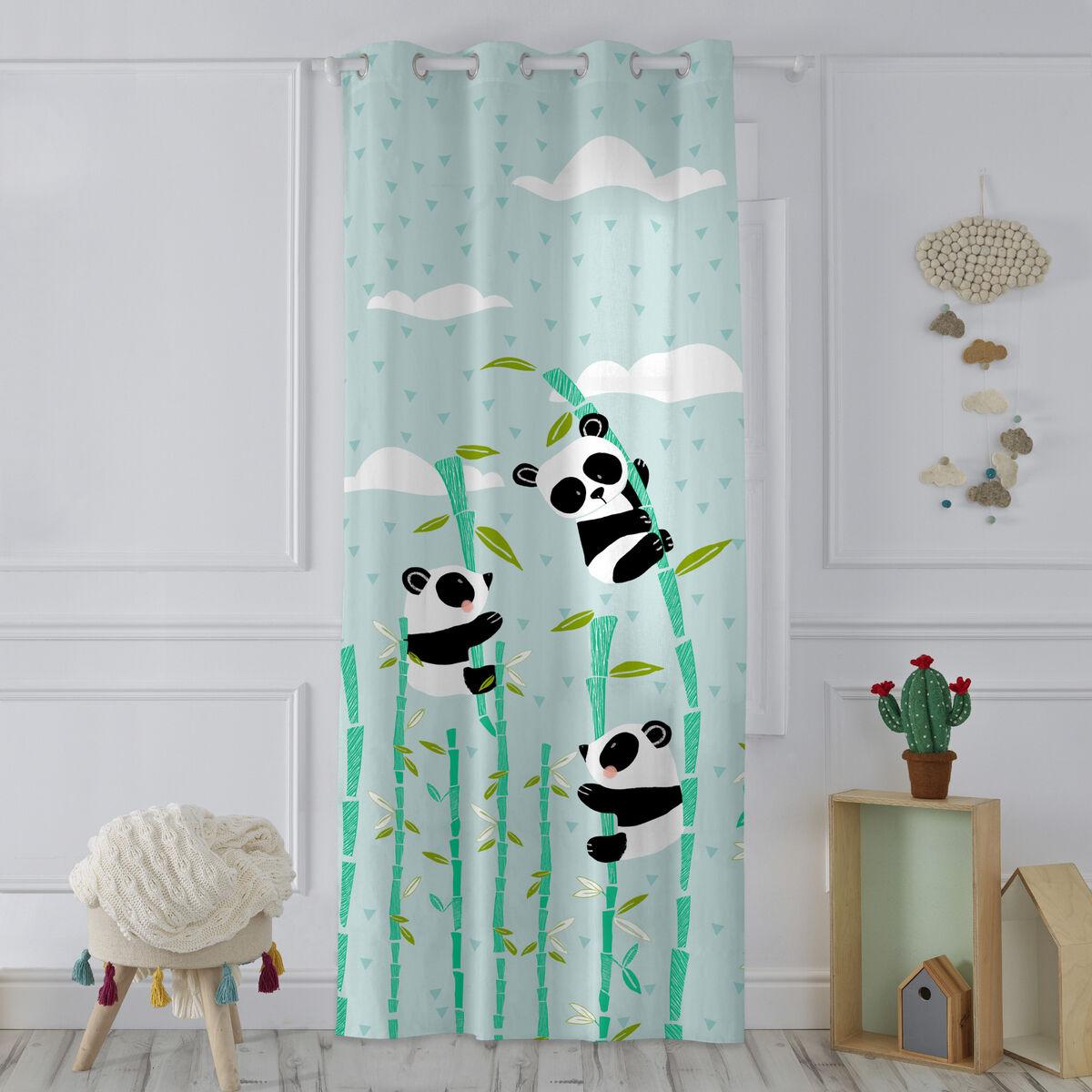 Cortina HappyFriday Moshi Moshi Panda Garden Azul 140 x 265 cm
