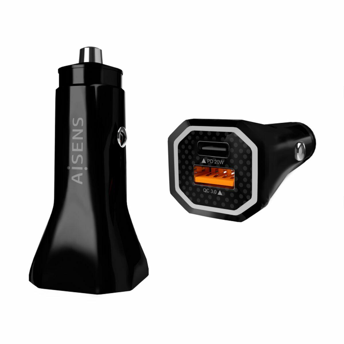 Cargador de Coche Aisens ASCH-CAR2PQC-BK Negro 38 W