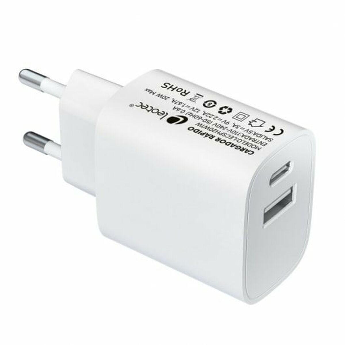 Cargador de Pared LEOTEC LECSPH20W2W 20 W Blanco