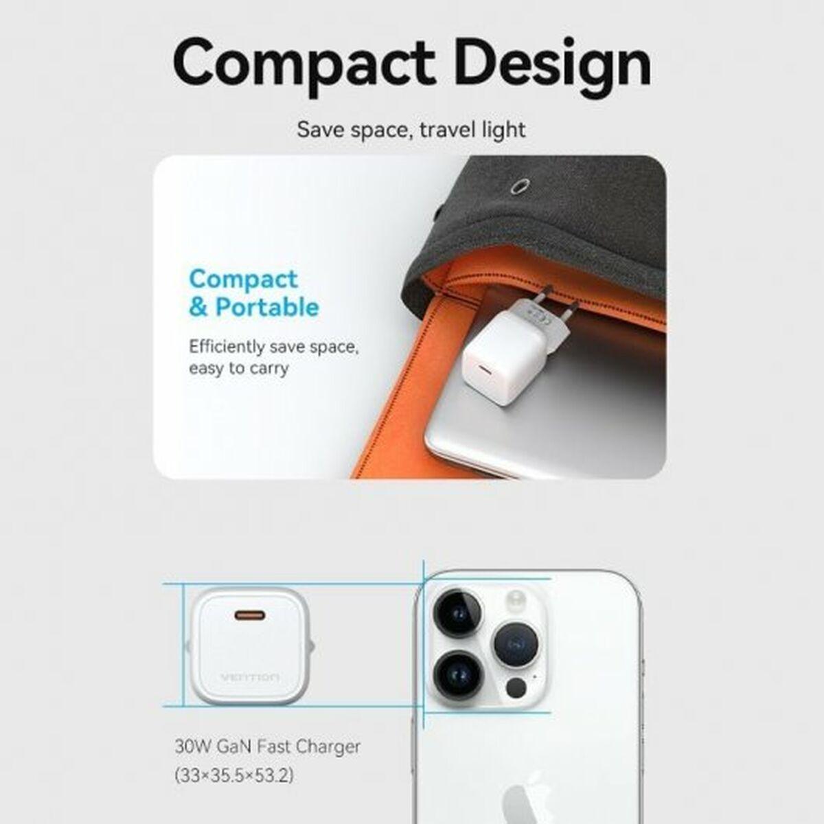 Cargador de Pared Vention FAKW0-EU Blanco 30 W USB-C