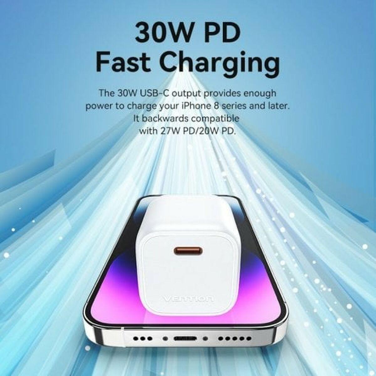Cargador de Pared Vention FAKW0-EU Blanco 30 W USB-C