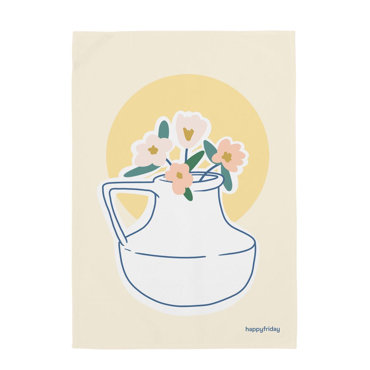 Paño de Cocina HappyFriday Aware Flower Power Multicolor 70 x 50 cm (2 Unidades)
