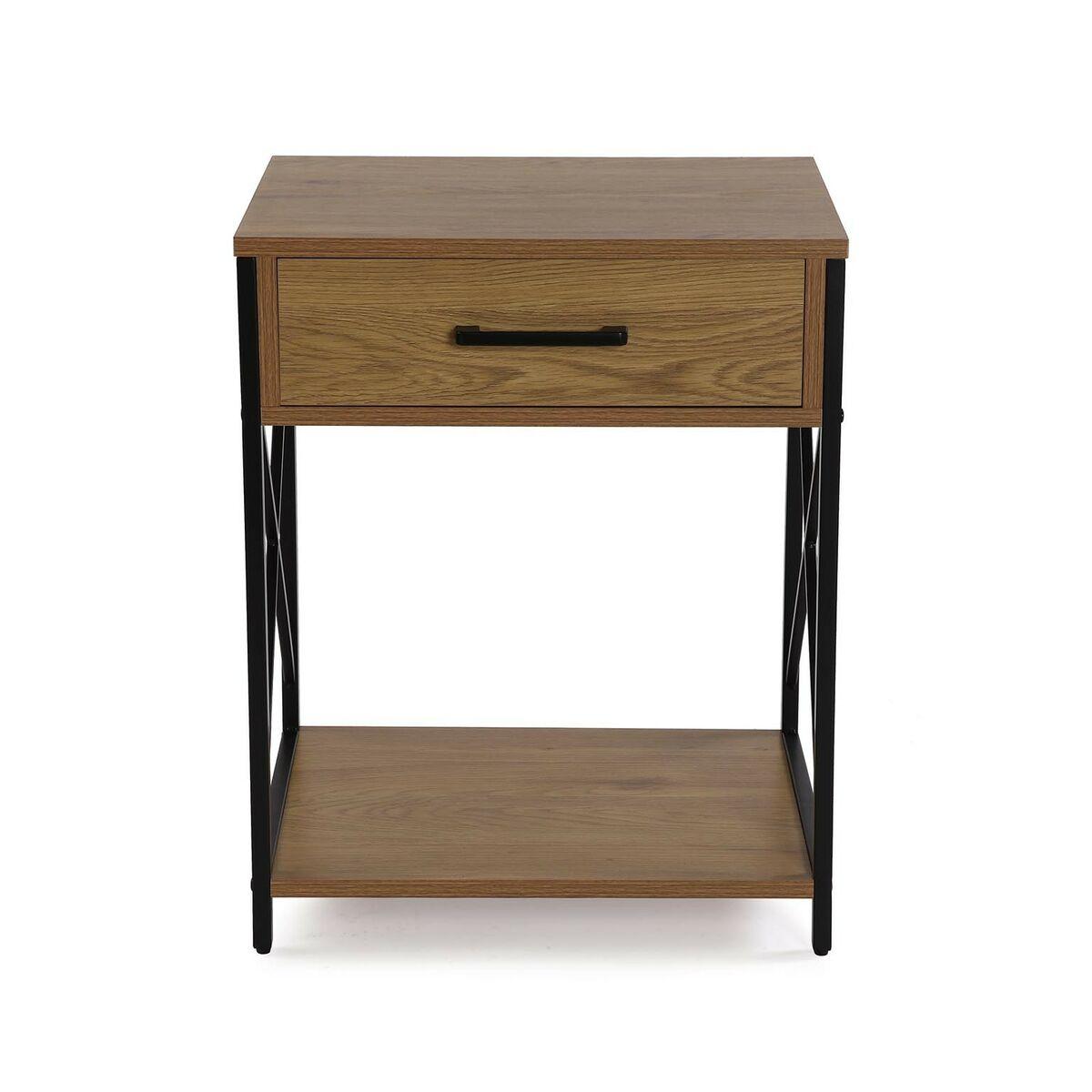 Mesita de Noche Versa Negro PVC Madera Metal 40 x 60 x 48 cm