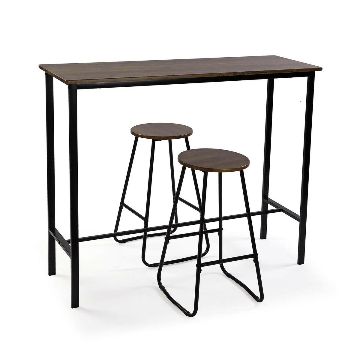 Conjunto de Mesa con 2 Sillas Versa Negro PVC Metal Madera MDF 40 x 120 x 100 cm