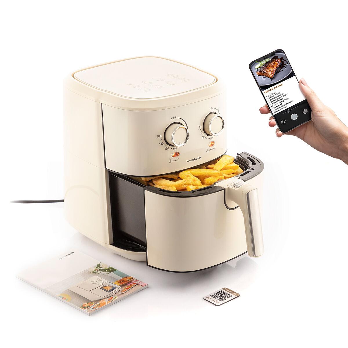 Freidora de Aire InnovaGoods AIR FRYER VINTAGE Crema 1700 W 5,5 L Acero Inoxidable (Reacondicionado A+)