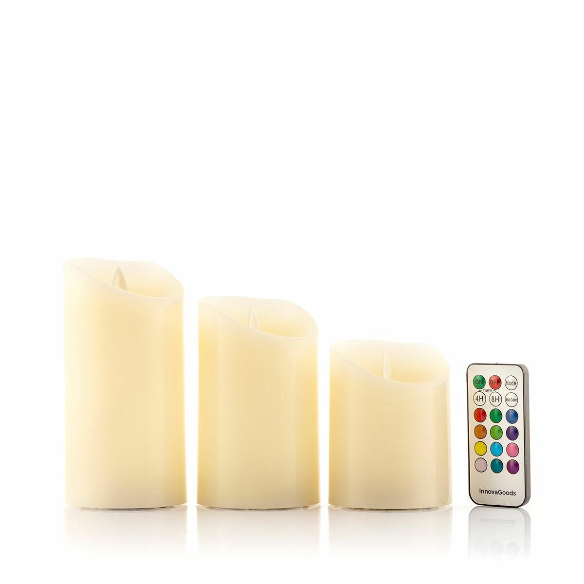 Velas LED Multicolor Efecto Llama con Mando Lendles InnovaGoods Blanco 3 Unidades (Reacondicionado A)