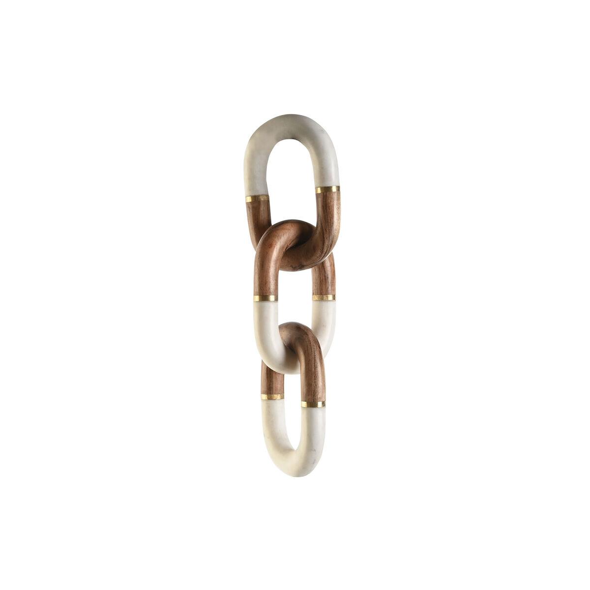 Figura Decorativa Home ESPRIT Blanco Marrón Dorado Cadena 10 x 10 x 36 cm