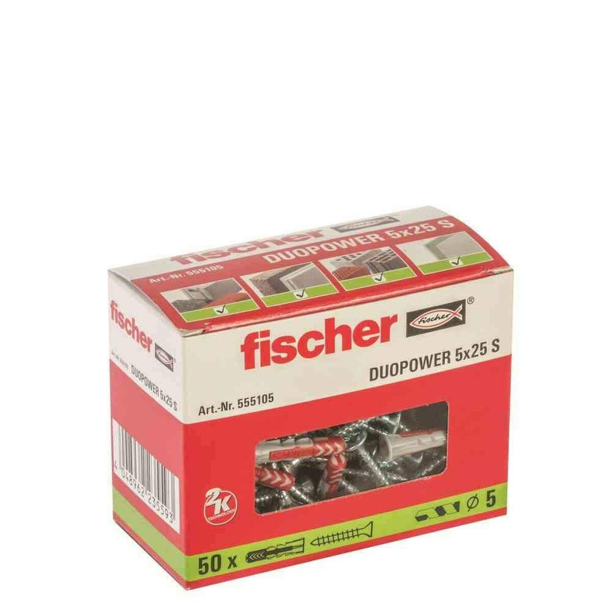 Tacos y tornillos Fischer DUOPOWER 555105 Ø  5x25 mm (50 Unidades)