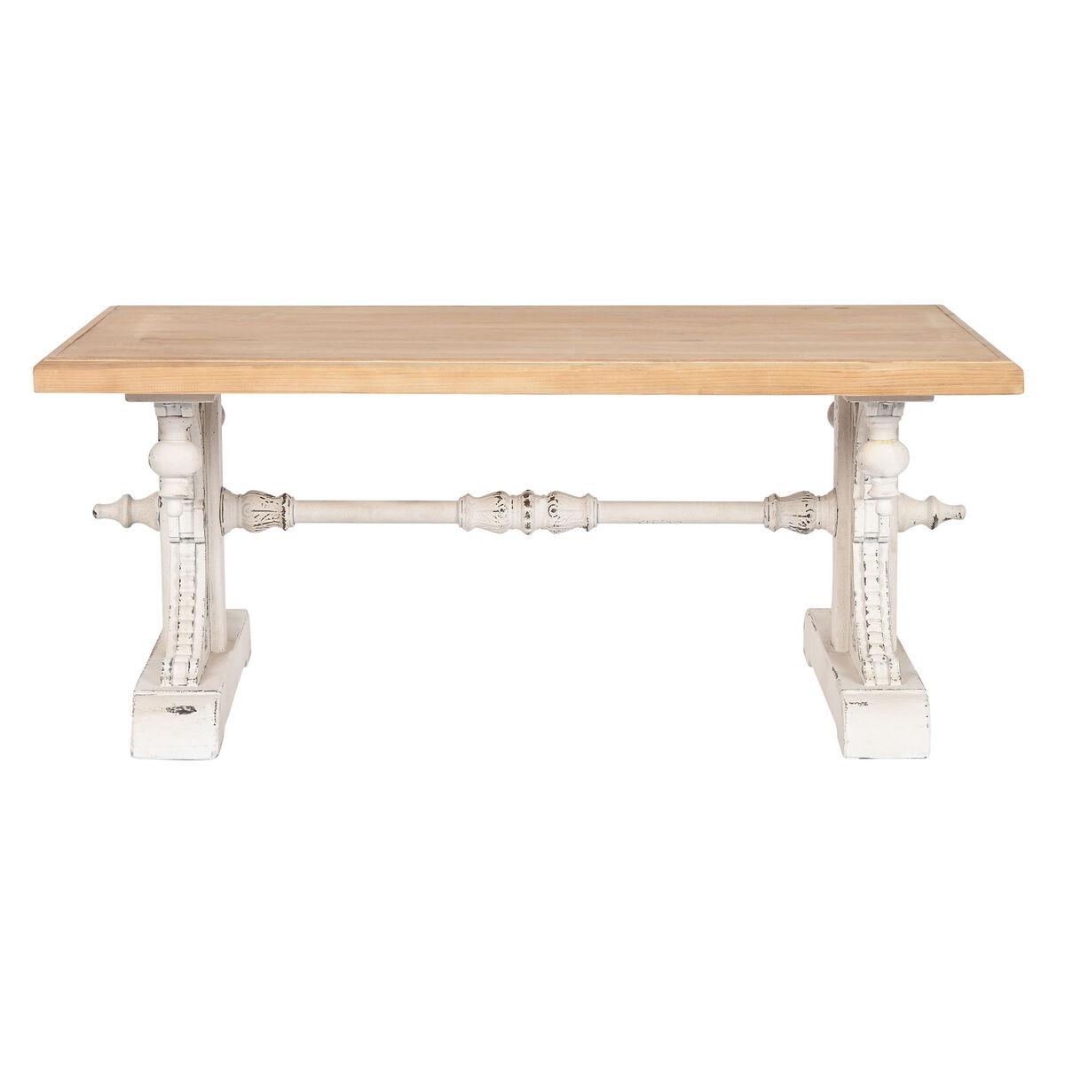 Mesa de Centro Home ESPRIT Blanco Natural Madera de abeto Madera MDF 110 x 65 x 46 cm
