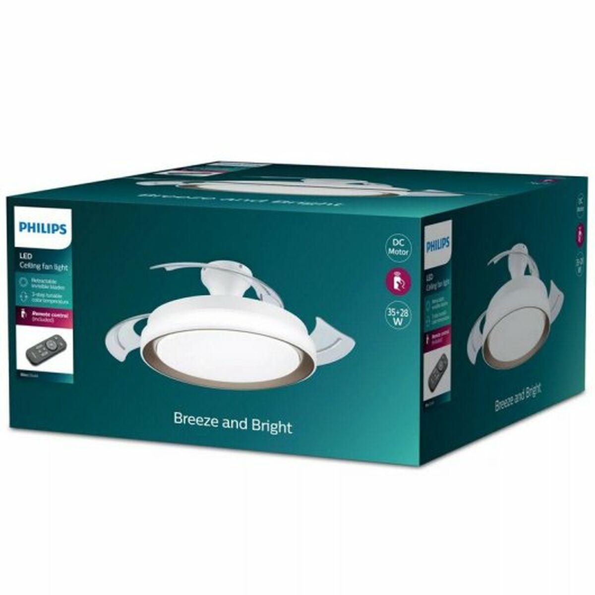 Ventilador de Techo con Luz Philips Blanco Dorado