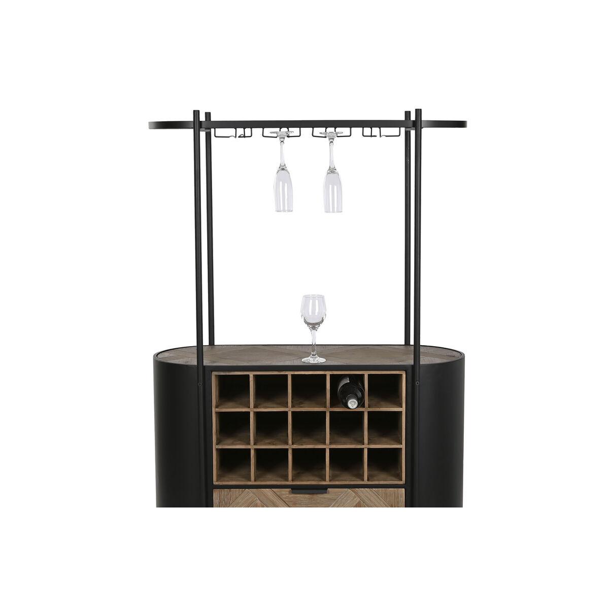 Botellero Home ESPRIT Negro Natural Metal Abeto 90 x 36 x 150 cm