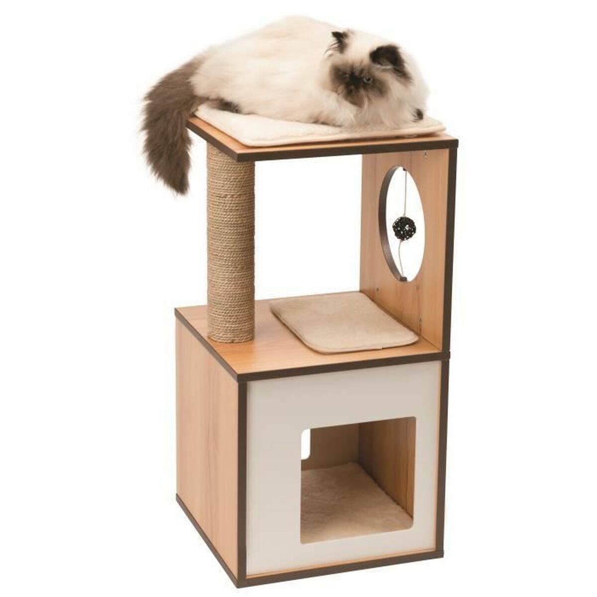 Árbol rascador para gatos Vesper V-Box Marrón Madera MDF 37 x 37 x 72,5 cm