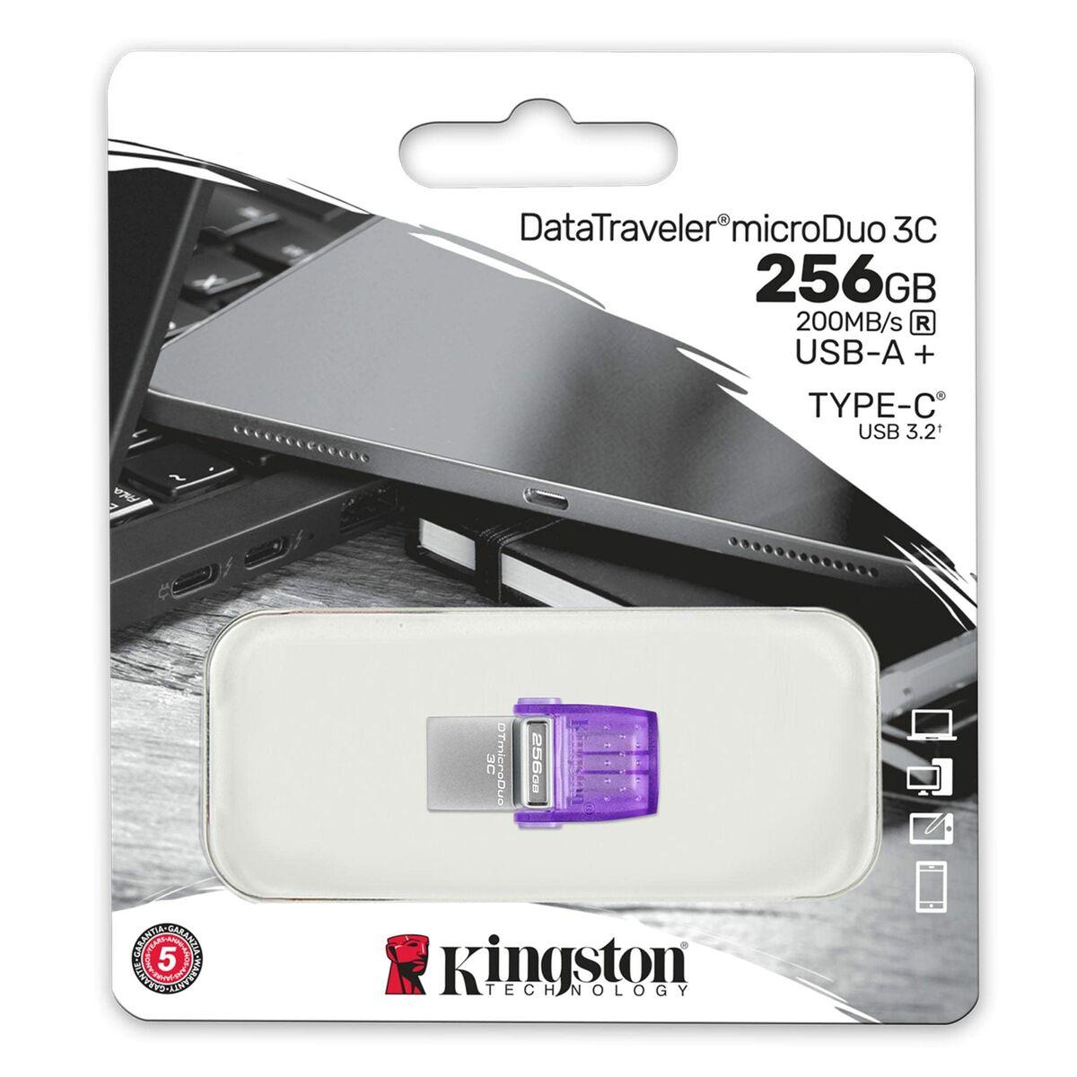 Memoria USB Kingston microDuo 3C Violeta Acero 256 GB (1 unidad)