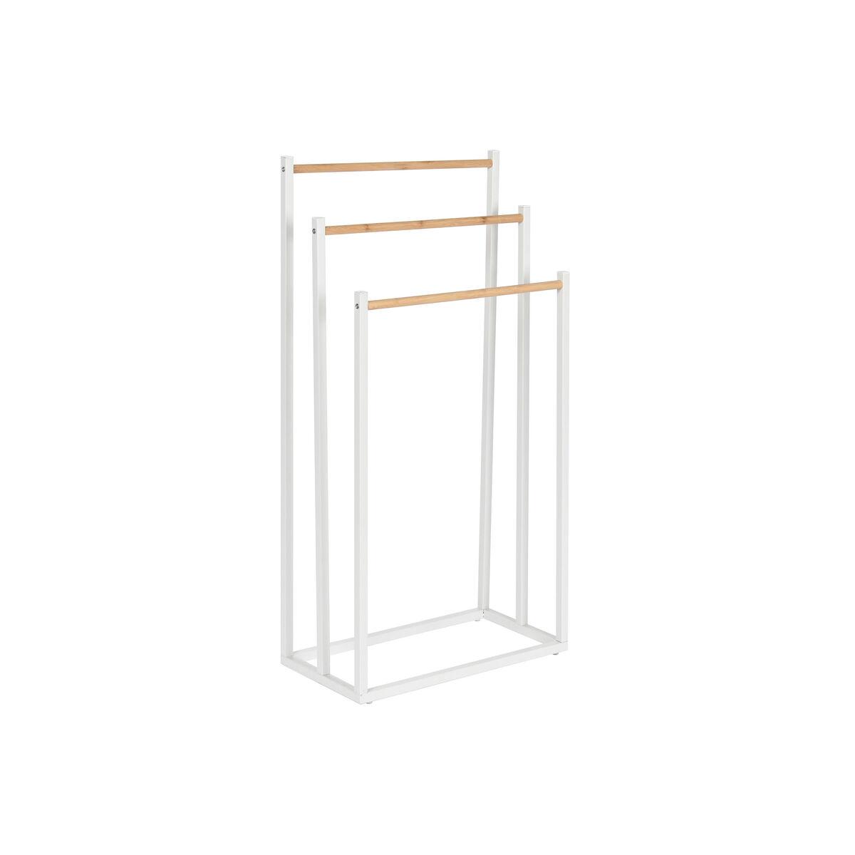 Toallero de Pie Home ESPRIT Blanco Natural Metal Bambú 45 x 22 x 85 cm