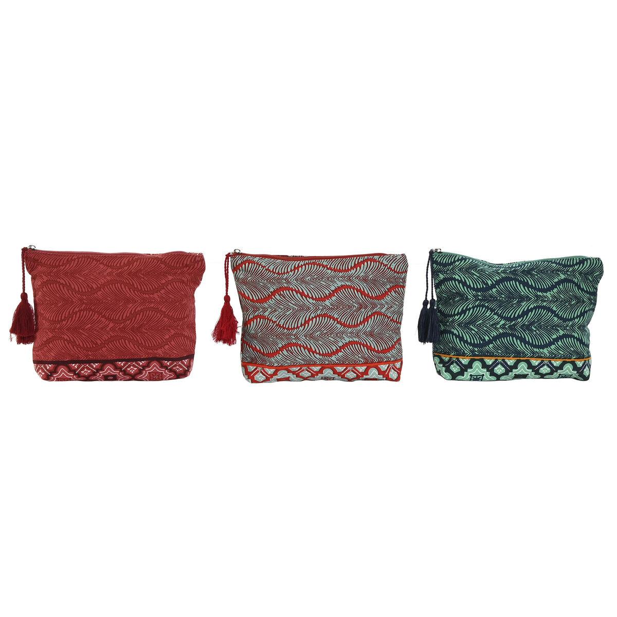 Neceser de Viaje Home ESPRIT Rojo Verde Coral 25 x 5 x 20 cm (3 Unidades)
