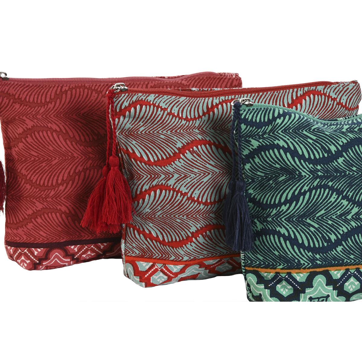 Neceser de Viaje Home ESPRIT Rojo Verde Coral 25 x 5 x 20 cm (3 Unidades)