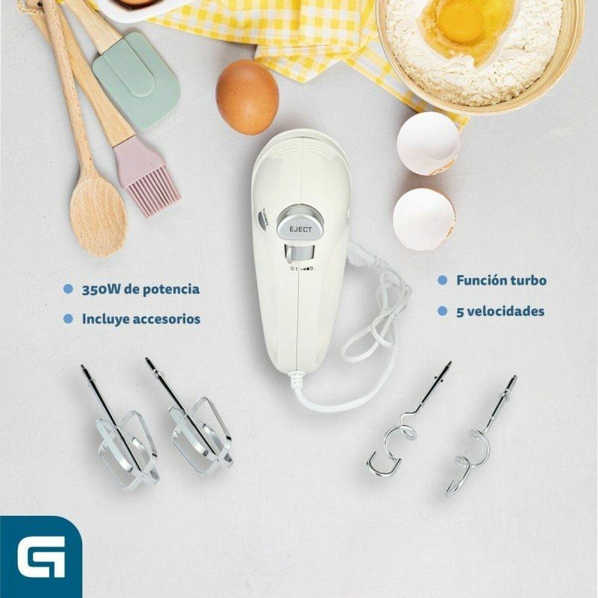 Batidora-Amasadora Grunkel AM-350TURB05BOWL 350 W Blanco 1 L 2 L