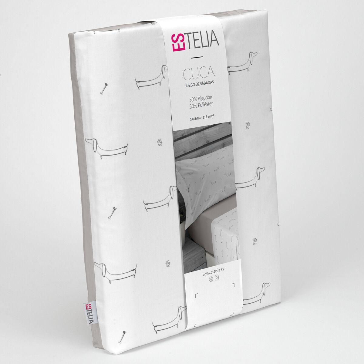 Juego de Sábanas Alexandra House Living Cuca Gris Cama de 180 4 Piezas