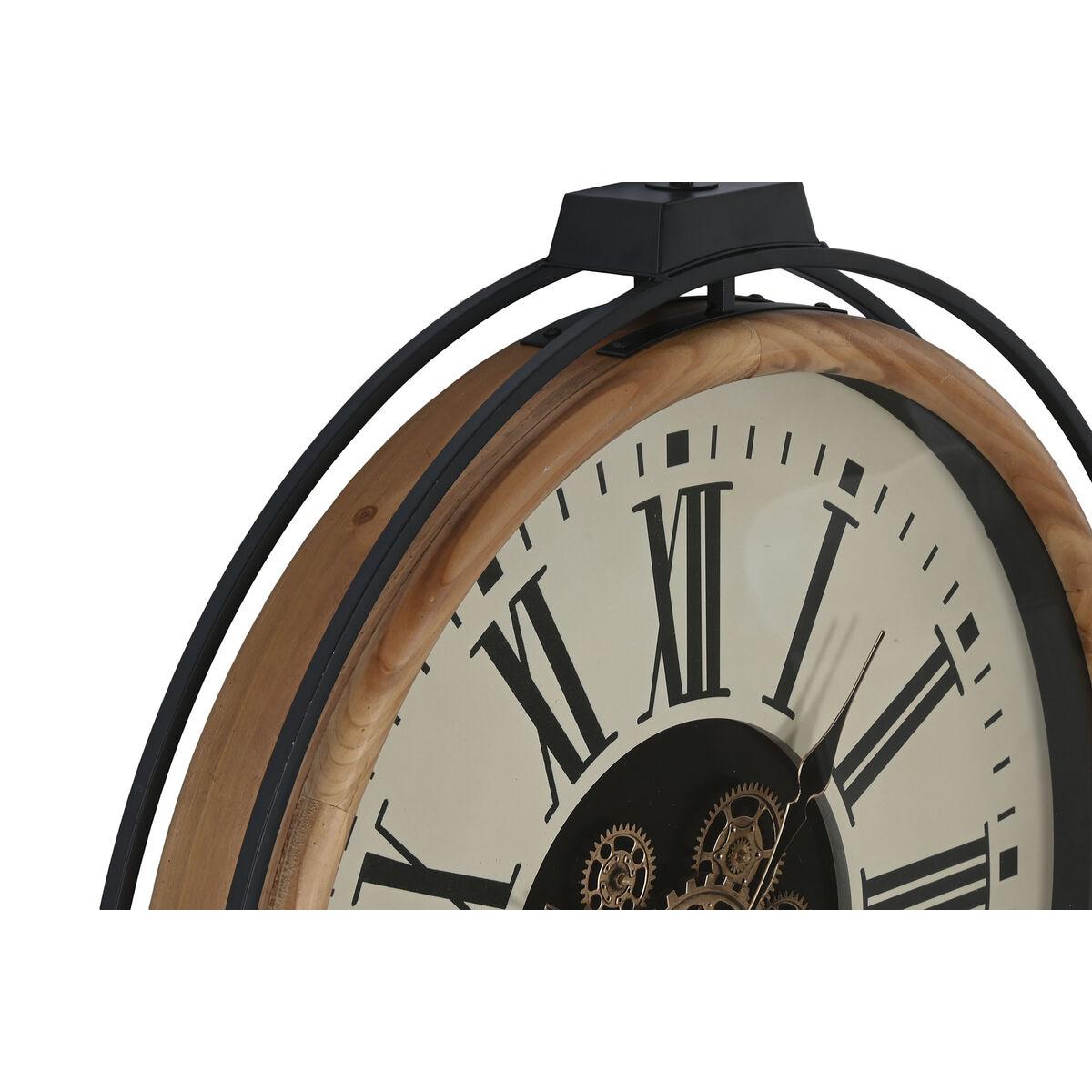 Reloj de Pared Home ESPRIT Negro Beige Dorado Natural Metal Madera de pino 74 x 9 x 91 cm