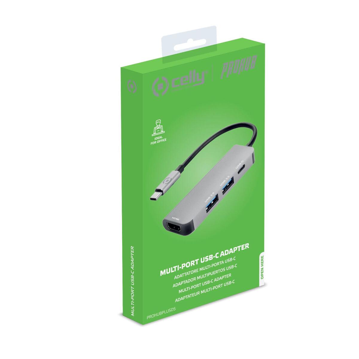 Hub USB-C Celly Prohub Gris (1 unidad)