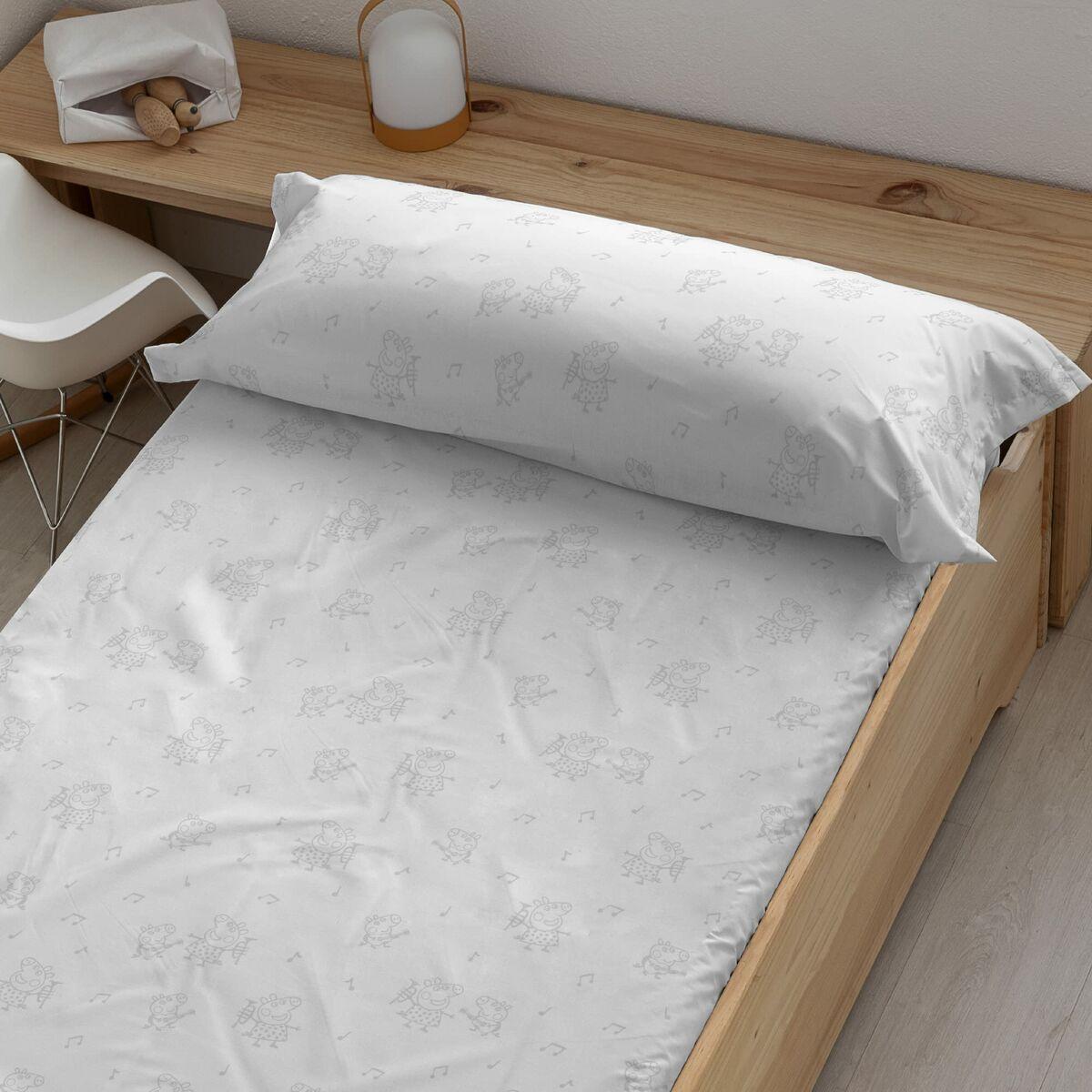 Sábana Bajera Ajustable Peppa Pig Blanco Gris 70 x 140 cm 100 % algodón