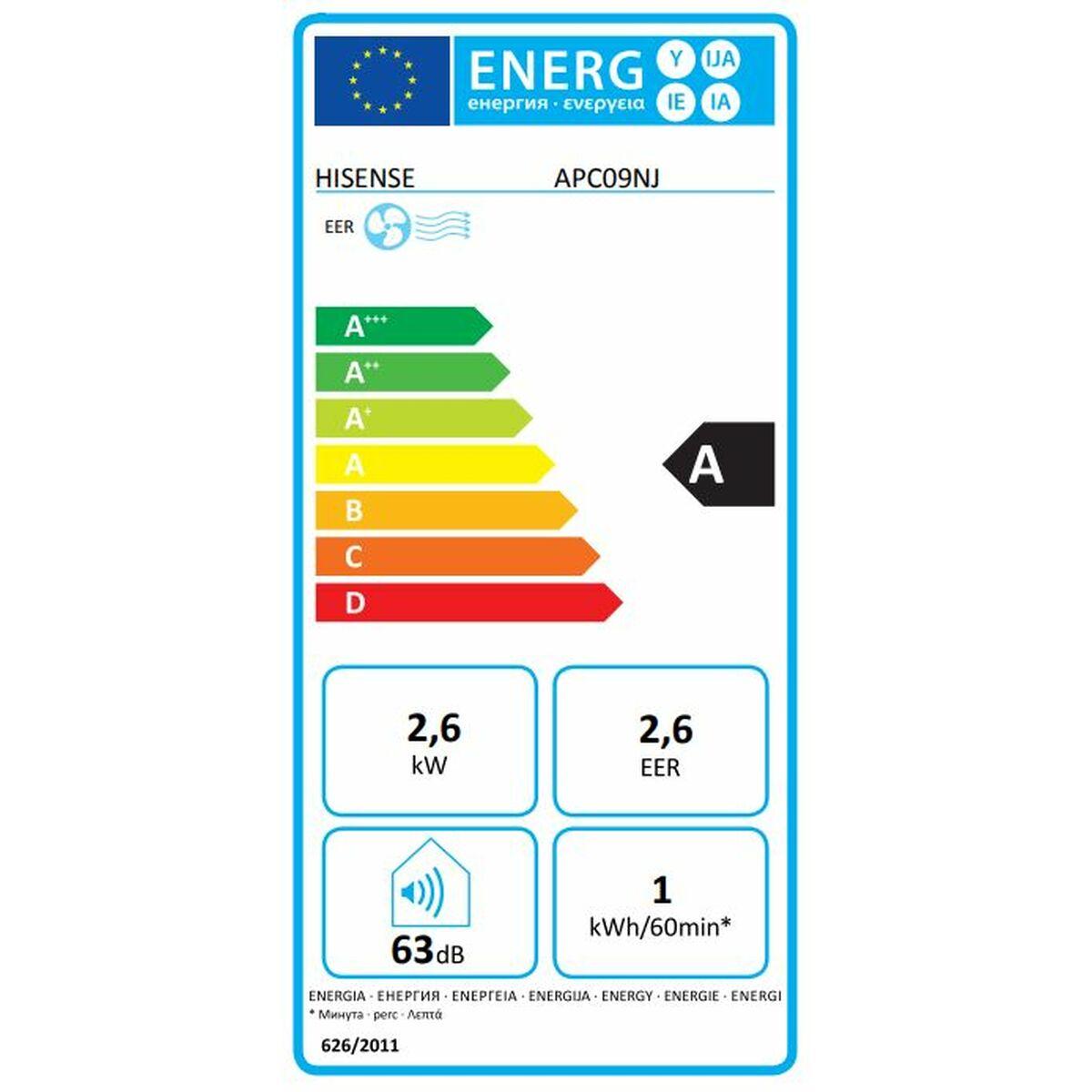 Aire Acondicionado Portátil Hisense APC09NJ A Blanco Negro/Blanco 2600 W