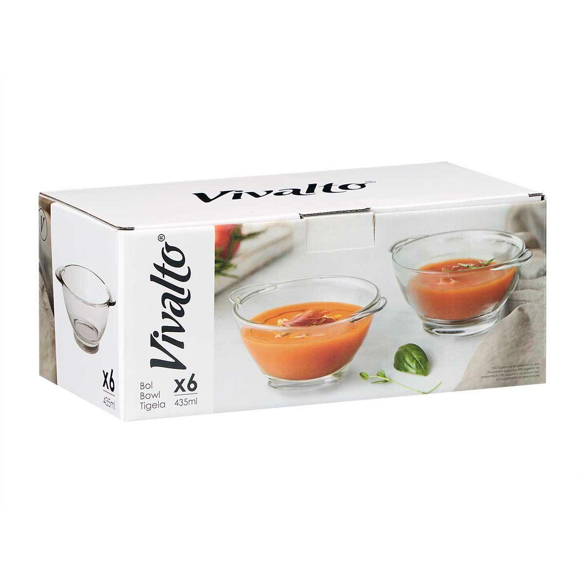 Tazas para Consomé Vivalto TP-H6106/BHA6 Transparente 435 ml (6 Unidades)
