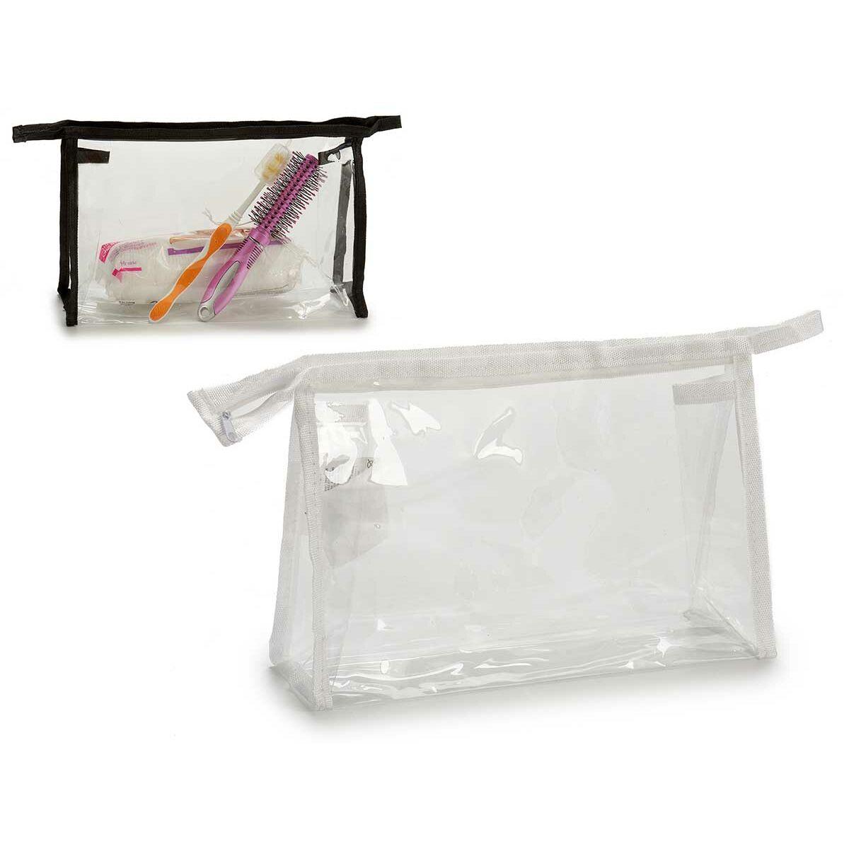 Neceser de Viaje Blanco Negro Transparente Plástico 27 x 12,5 x 7 cm (12 Unidades)