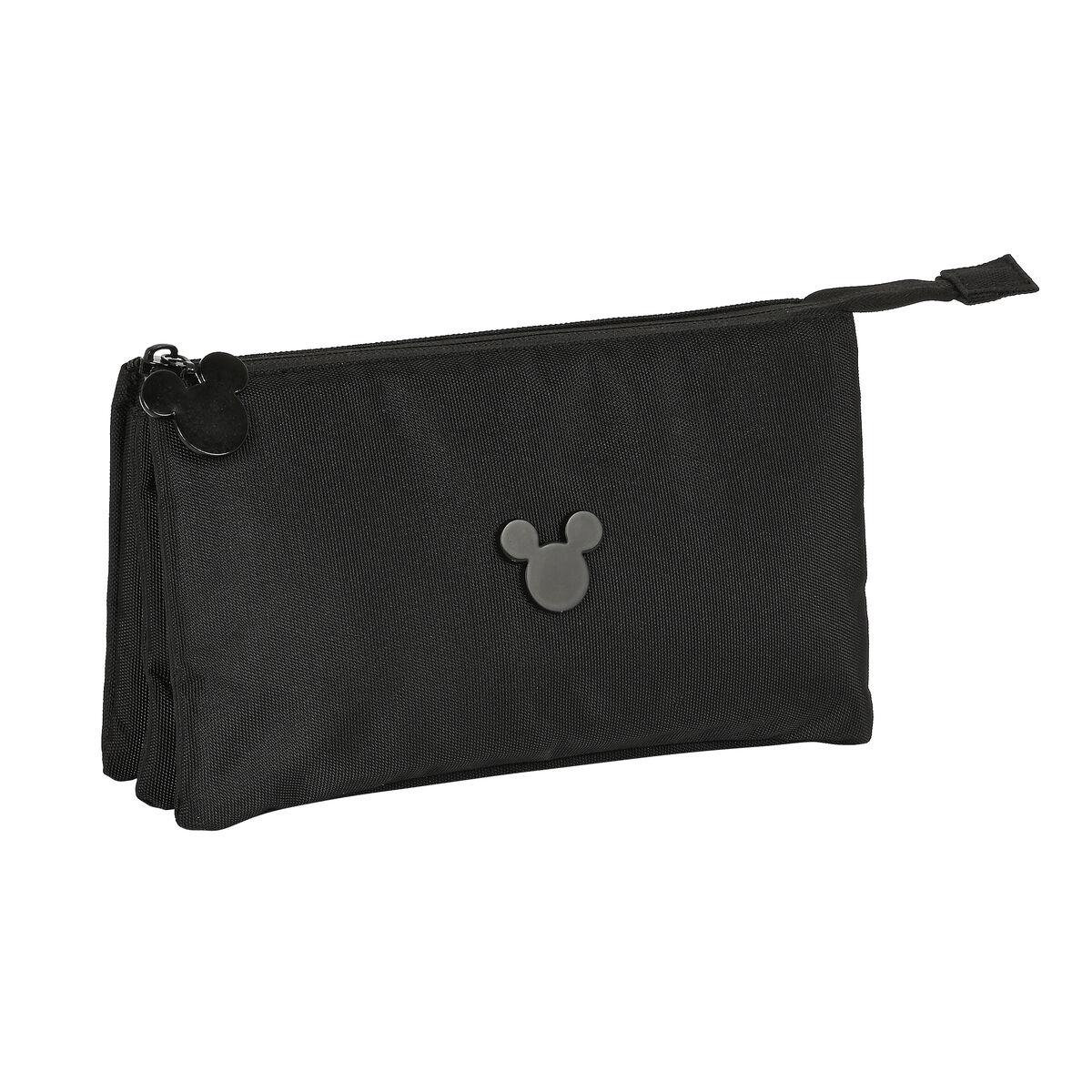Portatodo Triple Mickey Mouse Negro 22 x 12 x 3 cm