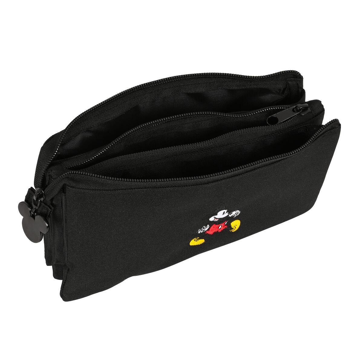 Portatodo Triple Mickey Mouse Negro 22 x 12 x 3 cm