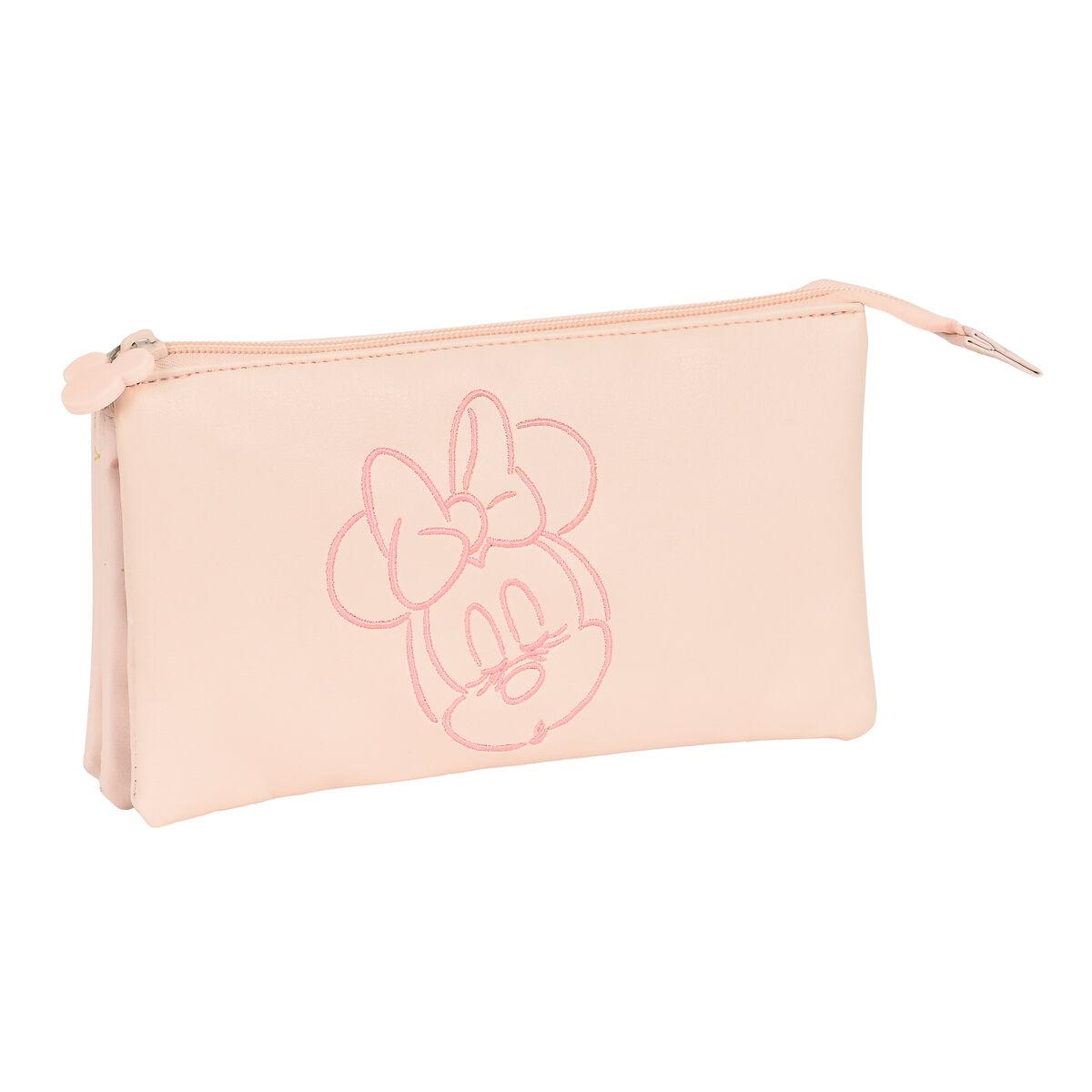 Portatodo Triple Minnie Mouse Rosa claro 22 x 12 x 3 cm