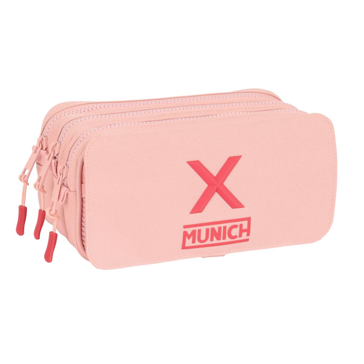 Portatodo Triple Munich Rosa claro 21,5 x 10 x 8 cm