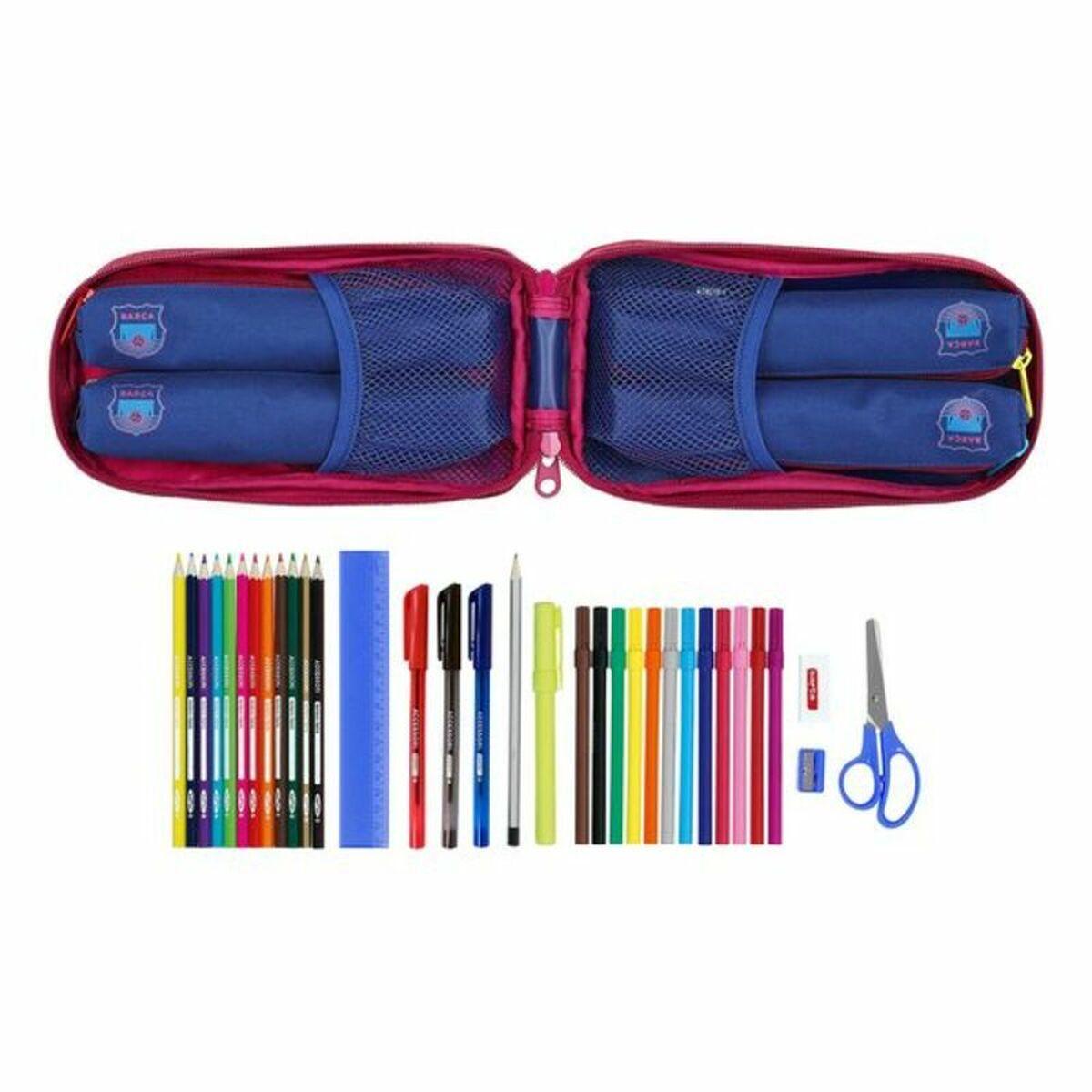 Plumier Mochila F.C. Barcelona Azul Granate 12 x 23 x 5 cm 33 Piezas