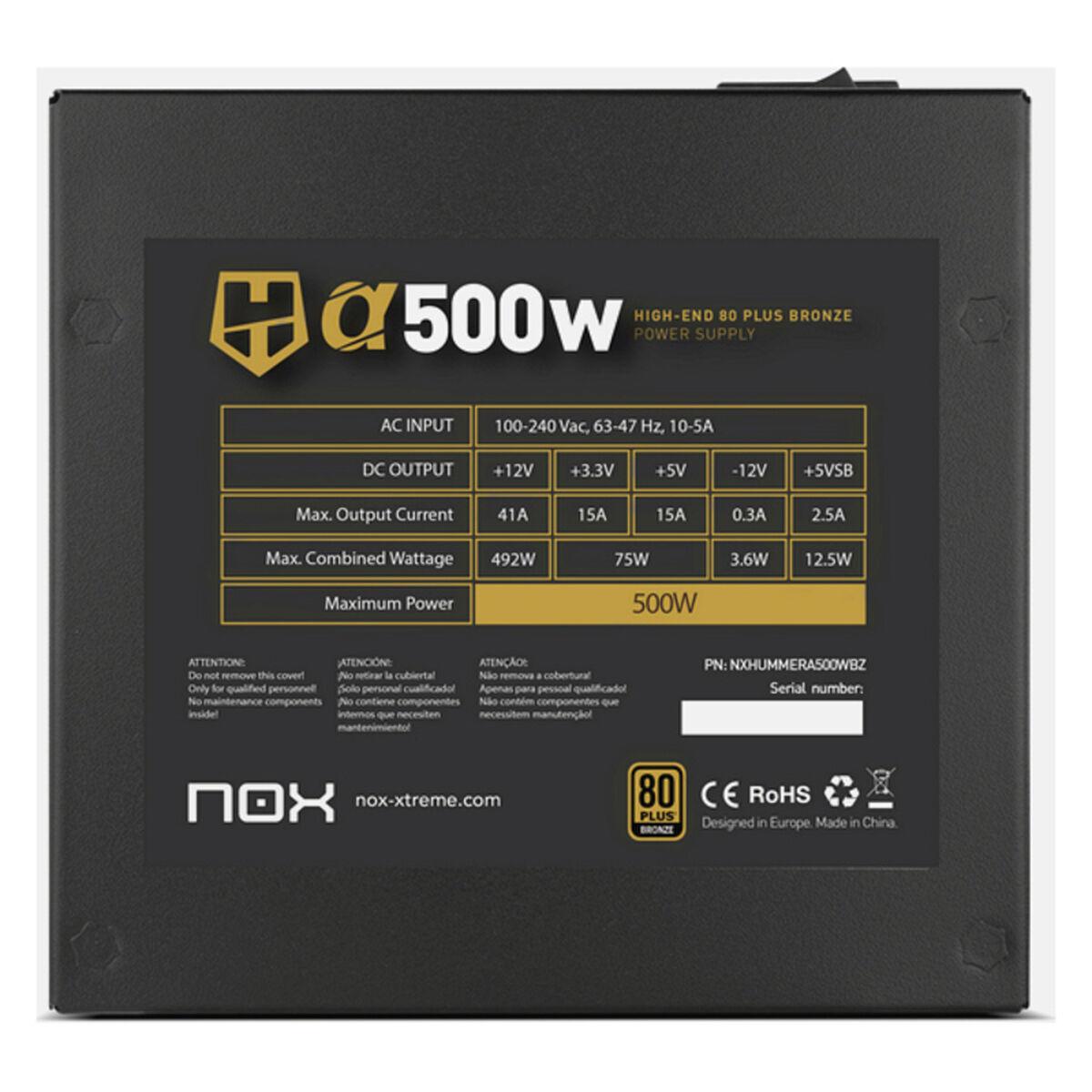 Fuente de Alimentación Nox NXHUMMERA500WBZ 500W ATX 500 W 80 Plus Bronze