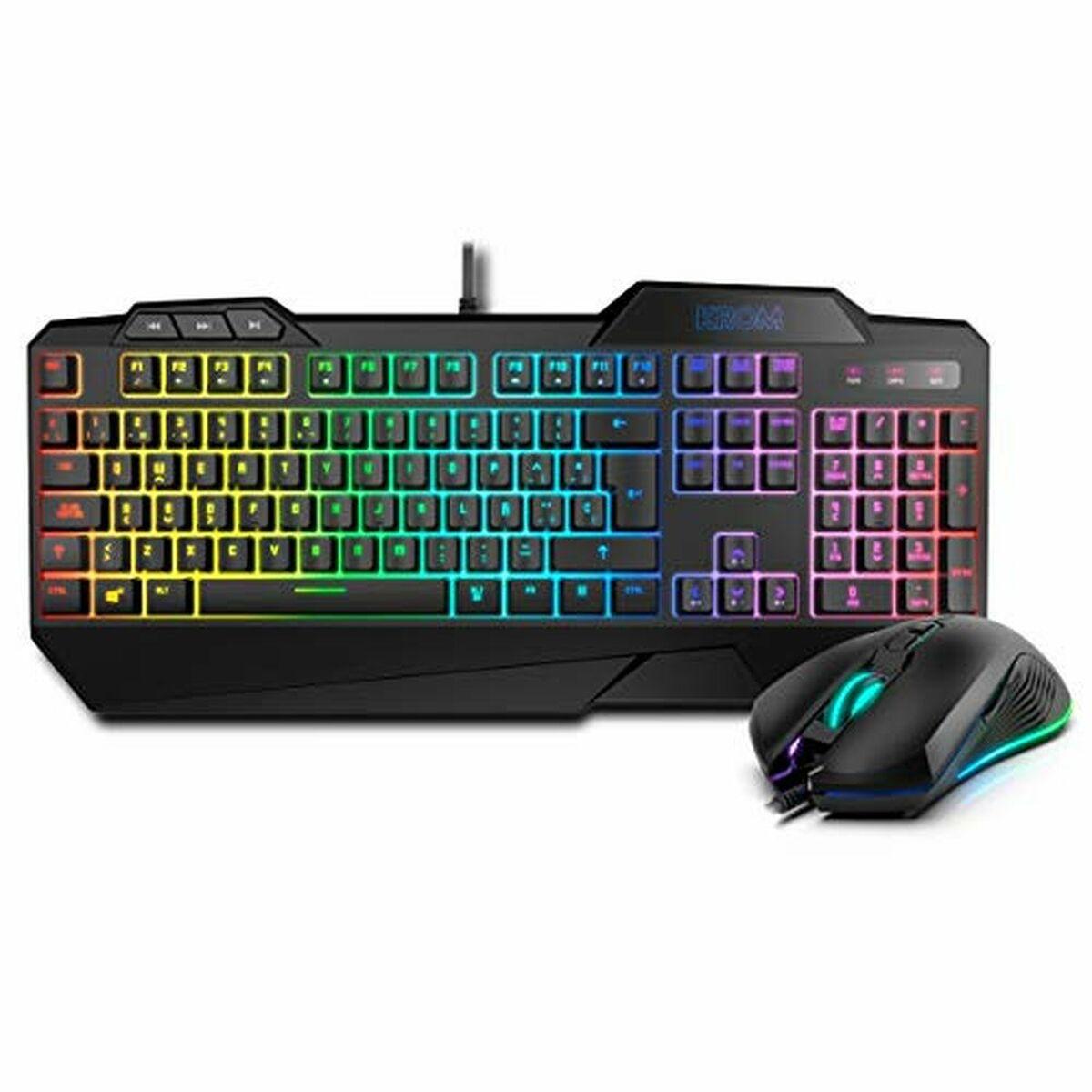Teclado y Ratón Gaming Krom Krusher Negro