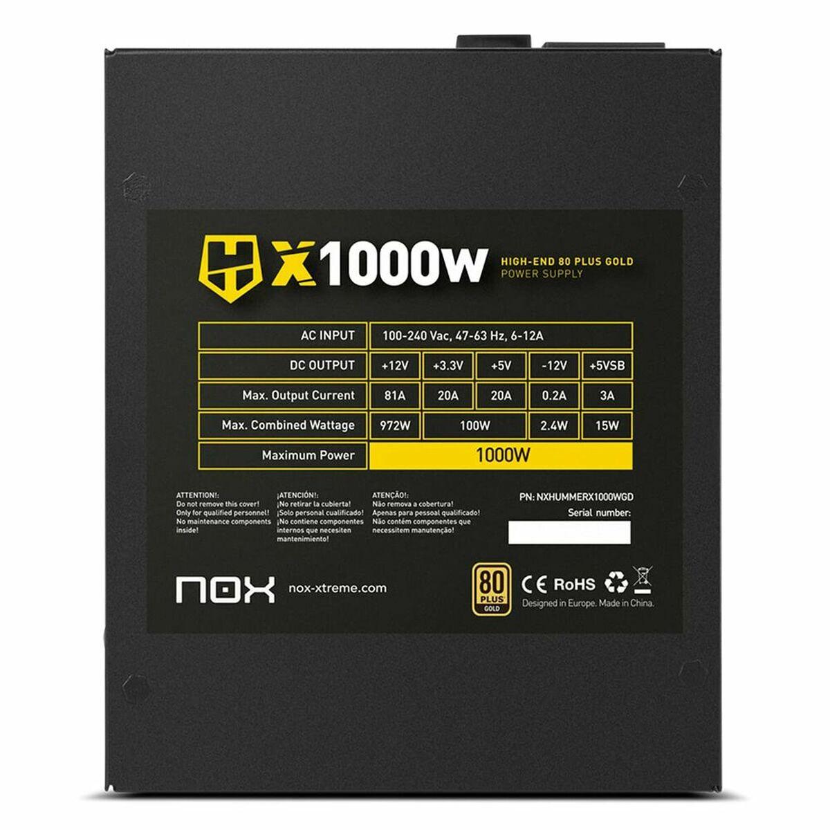 Fuente de Alimentación Nox NXHUMMERX1000WGD ATX 1000 W 80 Plus Gold