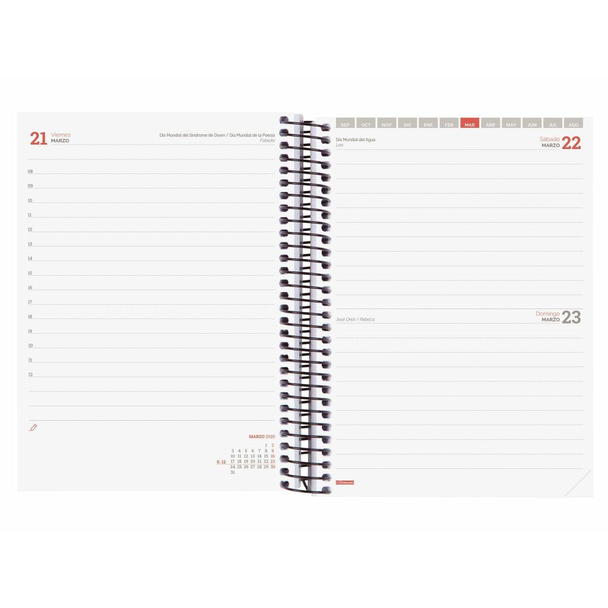 Agenda Finocam Negro 15,5 x 21,2 cm 2024-2025