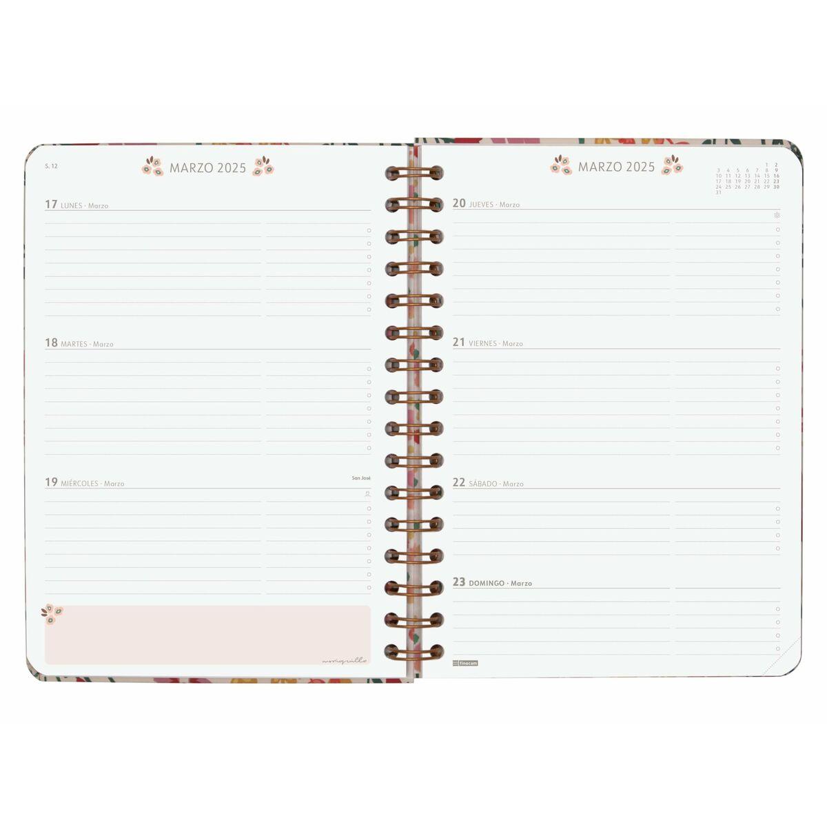 Agenda Finocam Moniquilla Garden Multicolor A5 15,5 x 21,2 cm 2024-2025