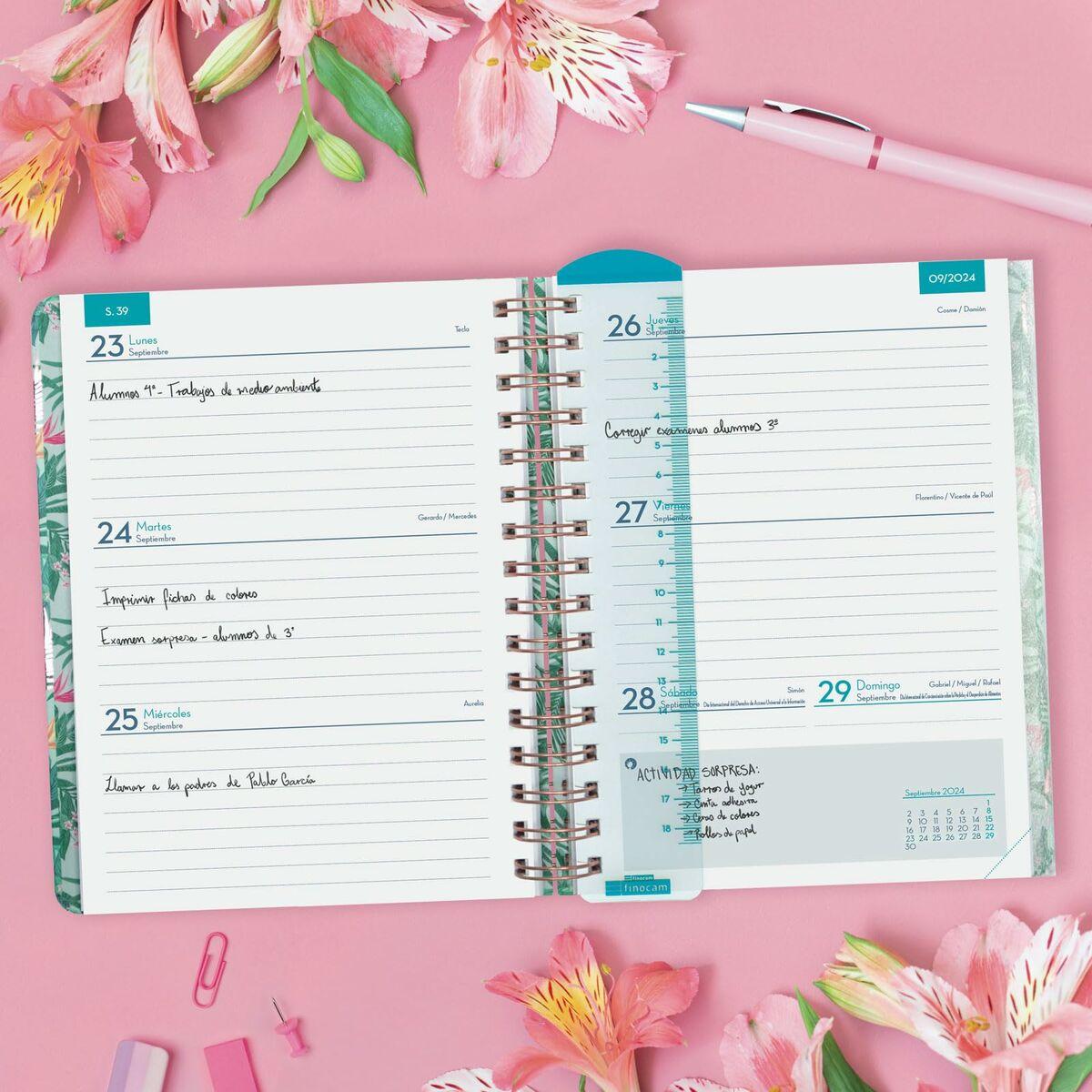 Agenda Finocam Tropic Multicolor Cuarto 15,5 x 21,2 cm 2024-2025 Docente