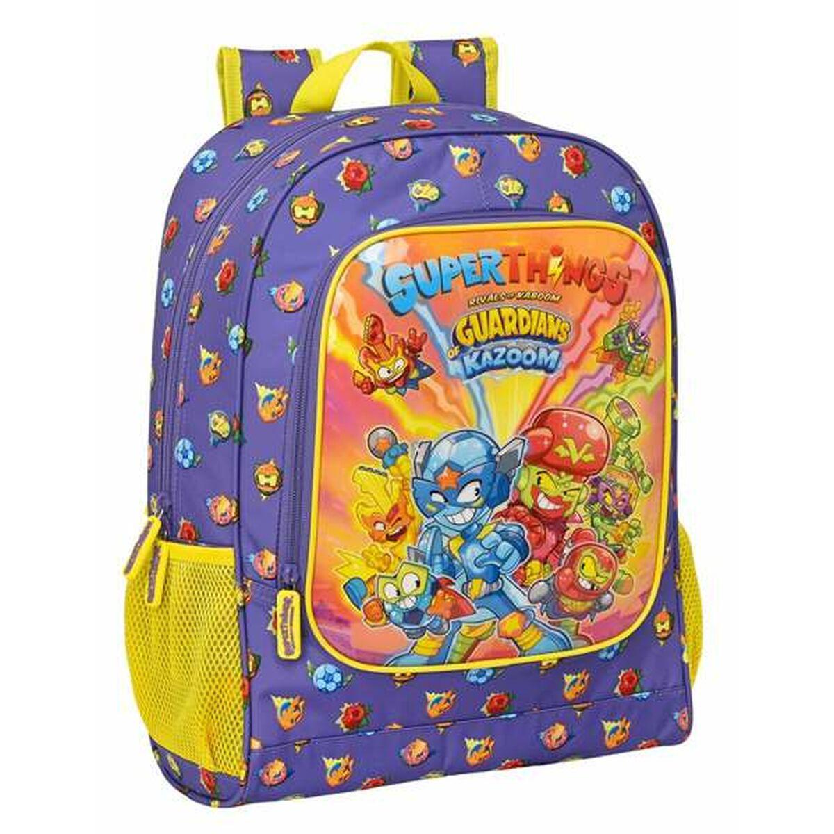 Mochila Escolar SuperThings Guardians Of Kazoom Amarillo Morada 32 x 42 x 14 cm