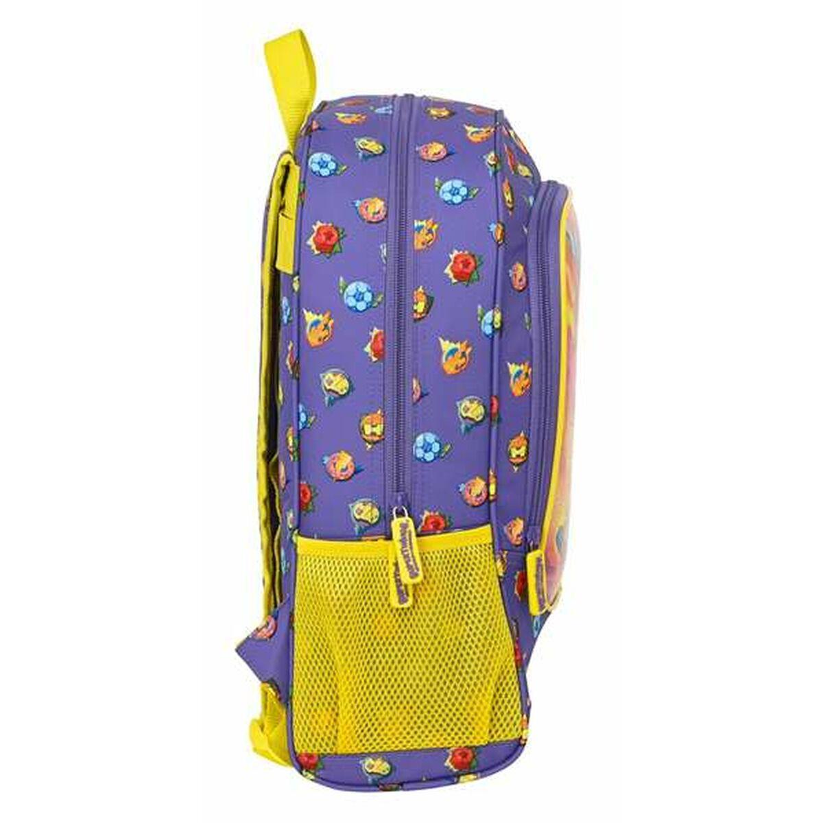 Mochila Escolar SuperThings Guardians Of Kazoom Amarillo Morada 32 x 42 x 14 cm