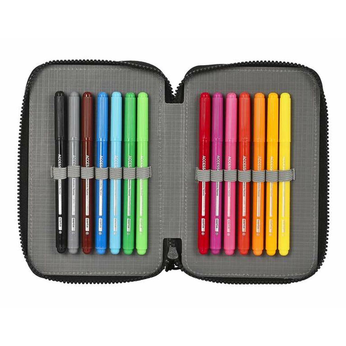 Plumier Doble Paul Frank Campers Negro 12,5 x 19,5 x 4 cm