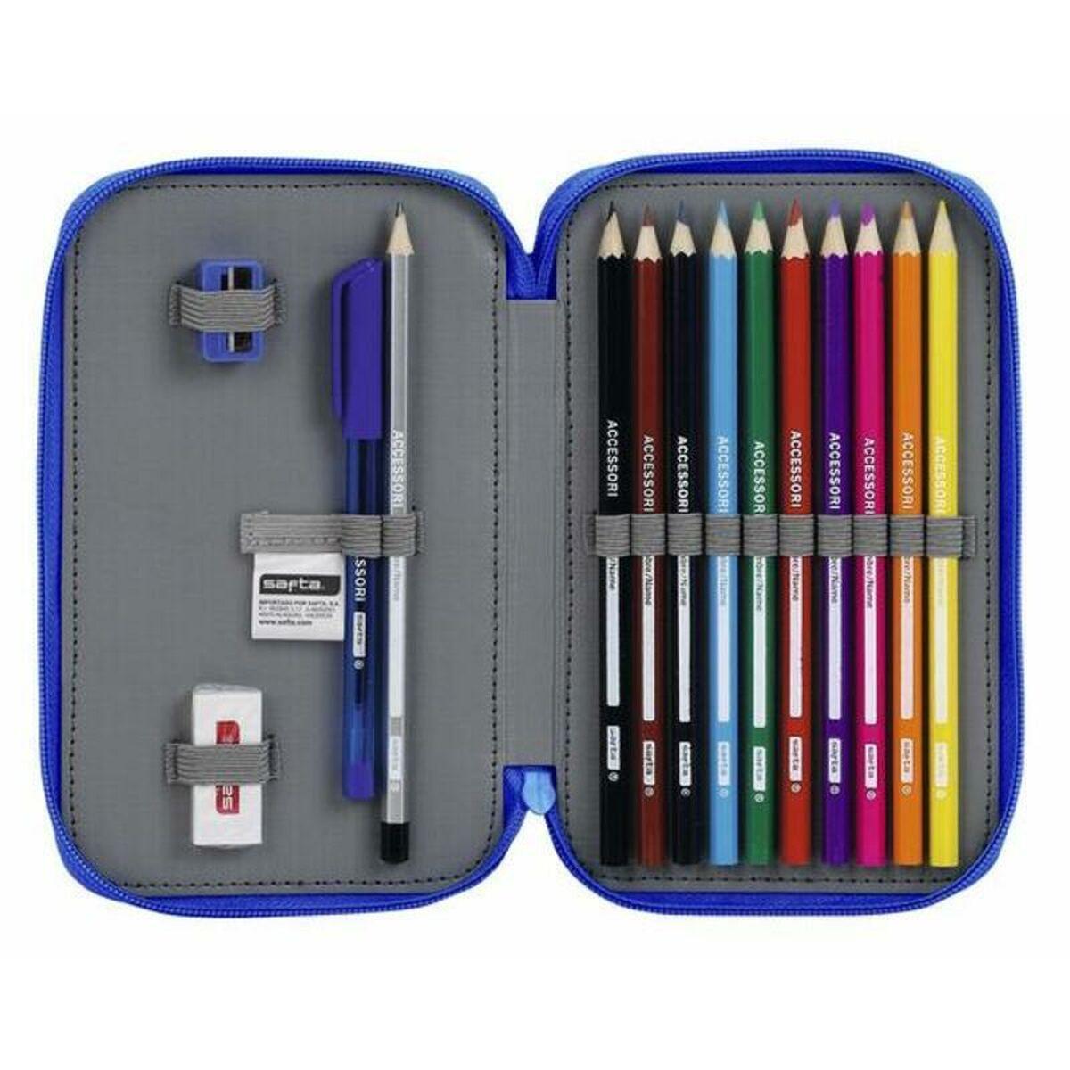 Plumier Doble Real Zaragoza Azul Azul claro 12,5 x 19,5 x 4 cm