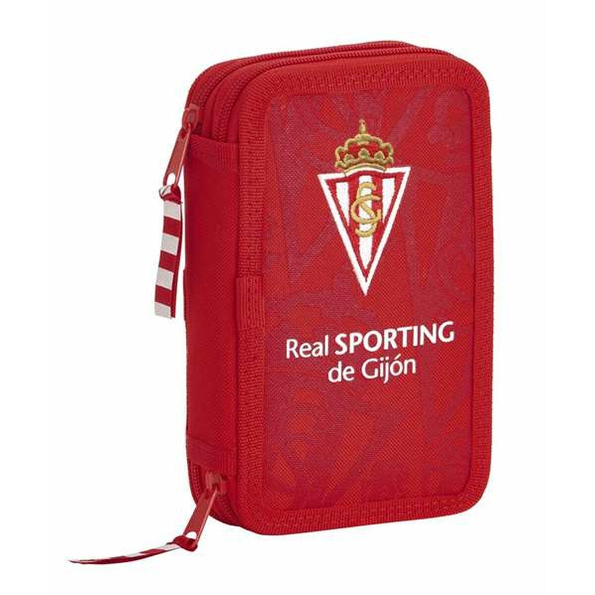 Plumier Doble Real Sporting de Gijón Rojo 12,5 x 19,5 x 4 cm
